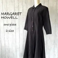 MARGARET HOWELL ワンピース リネン混 インクブラック