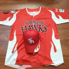 最速発送！大人用SoftBank HAWKS ユニフォーム キャップ付き