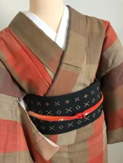 ☆ 紬地・格子柄・正絹・未使用 ☆