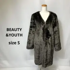 美品 BEAUTYu0026YOUTH ファー コート ブルゾン ロング ダークグレー