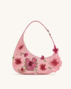 JW PEI花刺繍付きピンクショルダーバッグ