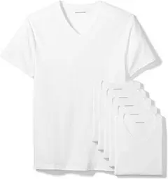 【6枚セット】メンズ Vネック Tシャツ 白 L