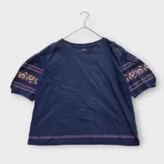 ユニクロ×アナスイ（M）コラボUT ぽわん袖 ネイビー 花柄 ANNA SUI