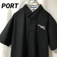N-4776 PORT アメリカ古着 ワークシャツ 半袖 企業ロゴ 刺繍 L