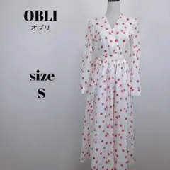 【a1867】 OBLI オブリ 美品 ラップ ワンピース 1 さくらんぼ柄