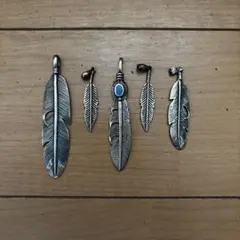シルバー アクセサリー　featherペンダント トップ5点セット　個別も対応可