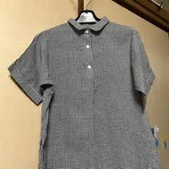 チェック柄 半袖シャツワンピース Mサイズ
