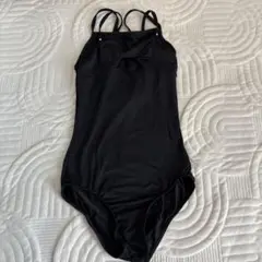黒いストラップ付きワンピースレオタード　チャコット