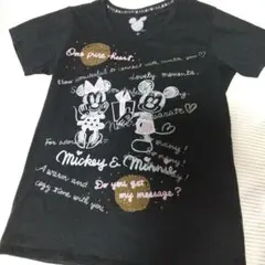 ミッキー & ミニー ディズニーTシャツ 黒 S～M相当