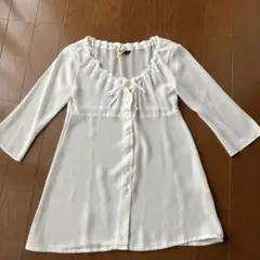 EMOCH 白シャツ　M リボンシャツ　チュニック　ザラ　グレイル