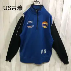 US古着スウェットハーフジップジャージアンブロumblo刺繍サッカーチーム