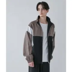 LUCYイージーケア カラーブロックブルゾン 韓国（M）zip開閉　ユニセックス