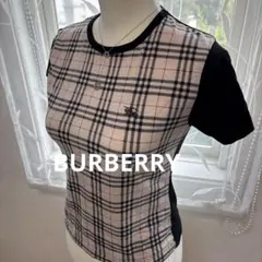【BURBERRY】チェック柄 半袖Tシャツ 黒