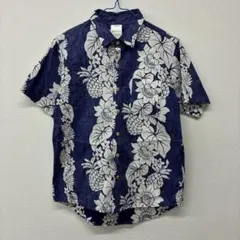 DEEDOPE ネイビー 花柄 半袖アロハシャツ　M ⬜︎26