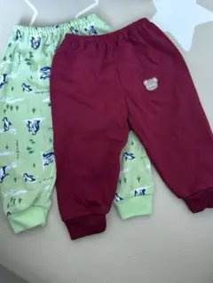 赤とペンギン柄のボトムスセット　60-70