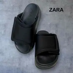 ZARA　プラットフォーム　サンダル　BLACK　37