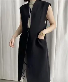 AMERI WAVE COLLAR ANGULAR VEST ブラックS 新品