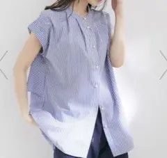 ストライプ ノースリーブシャツ