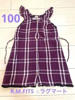 R.M.FITS ⭐︎ラグマート⭐︎パープルチェック ノースリーブワンピース 100