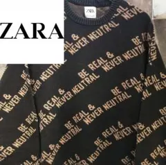 【Lサイズ ジャガード】ZARA ザラ ロゴ ニット トレーナー ワコマリア