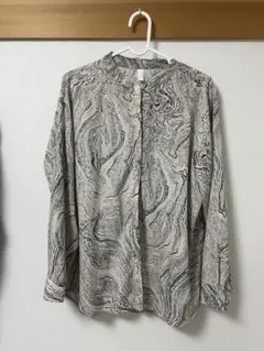 マーブル模様 長袖ボタンシャツ