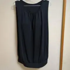 黒 ノースリーブ トップス 内蔵ブラ付き