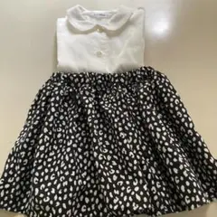 familiar 襟付きTシャツとドット柄スカートセット 90