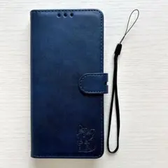 ❣️訳あり商品❣️Galaxy M23 ケース ネイビー ねこ シンプル 手帳型