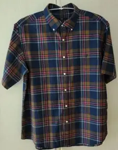 SHIPS チェック柄 メンズ　半袖シャツ 　XL