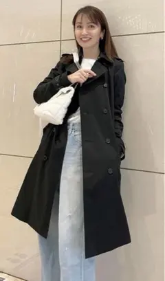 【美品】16AW サンローラン トレンチコート ロング丈 チェック 黒