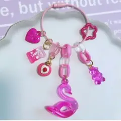 カラフルPOPなじゃらじゃらキーホルダー♡♡ピンク ビビッドピンク 推し色