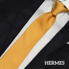 【ほぼ未使用】HERMES H柄 ネクタイ マスタード