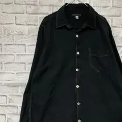 長袖シルクシャツ！アロハ　ブラックL 730
