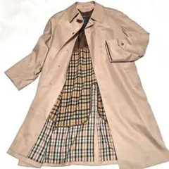 DAKS ベージュ ステンカラーコート ライナー付き チェック柄