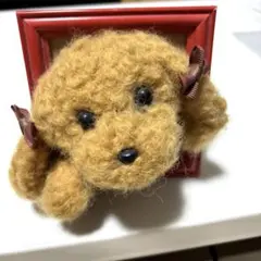 羊毛フェルト 犬の形 置物 リボン付き