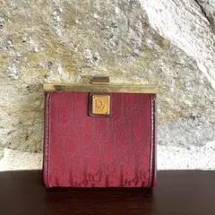 Christian Dior トロッター がま口 財布 レッド
