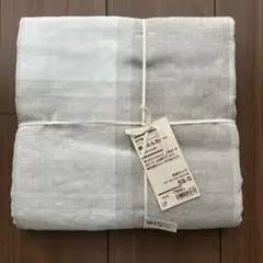 無印良品　MUJI 麻平織　掛ふとんカバー　生成チェック　SS-S シングル
