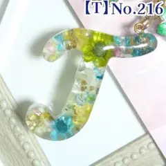レジン　イニシャルキーホルダー　T　No.216