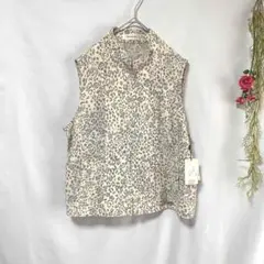 新品タグ付✨【LAPINE ROUGE】ラピーヌ ノーカラーベスト 豹柄 (L)