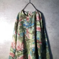 【ヴィンテージ】総柄カットソー デザイナーズ レトロ 古着used BS14