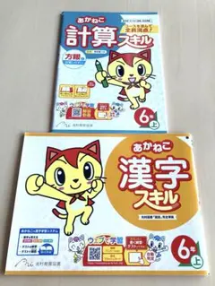 小学6年　あかねこ　計算スキル　漢字スキル　2冊