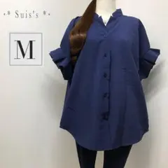 z750☆M相当☆袖タック スキッパー シャツ＊前後差丈