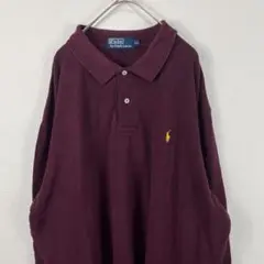 USA古着 Ralph Lauren ラルフローレン 長袖 ポロシャツ エンジ