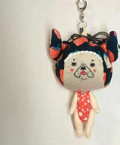 フレンチブルドッグちゃん　頭巾着人形　顔刺繍