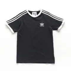 アディダス スリーライン リンガーTシャツ ブラック【XS】