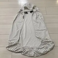 ユグノー　シャダンケープ　白xグレー　ボーダー