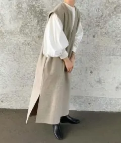 selectMOCA by son　キーネックロングベストワンピース　ナチュラル