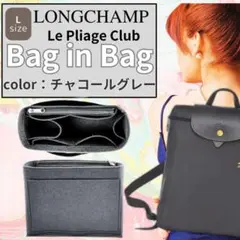 ロンシャン BAGINBAG Lサイズ バッグインバッグ リュック　チャコール
