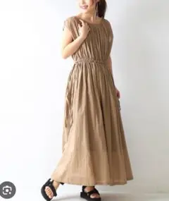（K07606）スピックアンドスパン　コットンギャザーワンピース　38