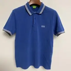 HUGO BOSS ヒューゴボス 青 ポロシャツ ストライプ襟 S